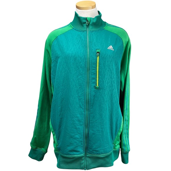 ADIDAS Climalite Green & Teal Track Jacket Mens (L) Zip‎ Lightweight Long Sleeve - Picture 1 of 10